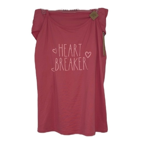 RAE DUNN Pink 2 pieces comfort tank and panties set Heart Breaker size Medium - Picture 1 of 9